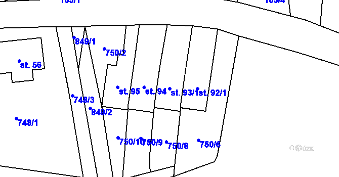 Parcela st. 93/1 v KÚ Synkov, Katastrální mapa