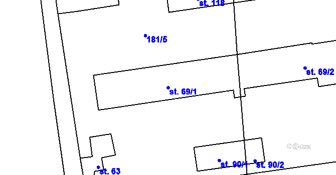 Parcela st. 69/1 v KÚ Synkov, Katastrální mapa