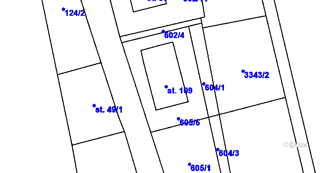 Parcela st. 109 v KÚ Synkov, Katastrální mapa