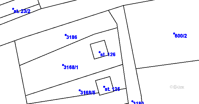 Parcela st. 126 v KÚ Synkov, Katastrální mapa