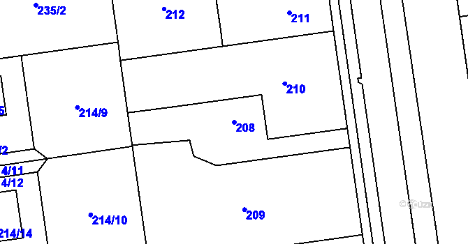 Parcela st. 208 v KÚ Syrovátka, Katastrální mapa