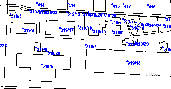 Parcela st. 319/2 v KÚ Syrovátka, Katastrální mapa