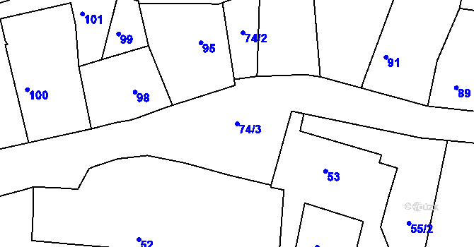 Parcela st. 74/3 v KÚ Syrovátka, Katastrální mapa