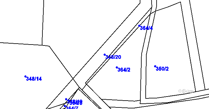 Parcela st. 348/20 v KÚ Syrovátka, Katastrální mapa