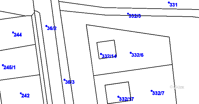 Parcela st. 332/14 v KÚ Syrovátka, Katastrální mapa