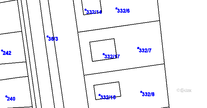 Parcela st. 332/17 v KÚ Syrovátka, Katastrální mapa