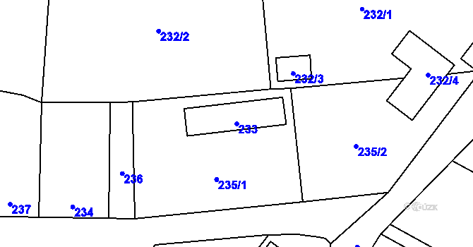 Parcela st. 233 v KÚ Syrovice, Katastrální mapa