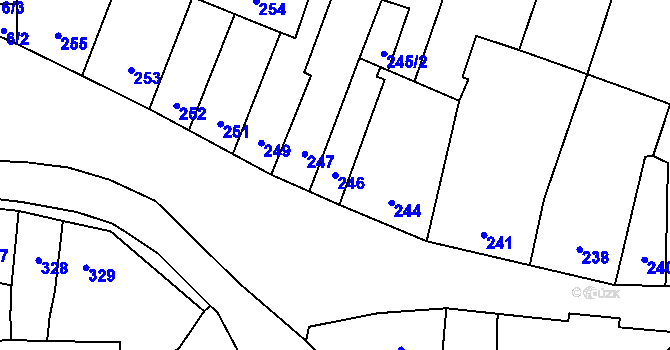 Parcela st. 246 v KÚ Syrovice, Katastrální mapa