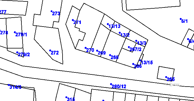 Parcela st. 269 v KÚ Syrovice, Katastrální mapa
