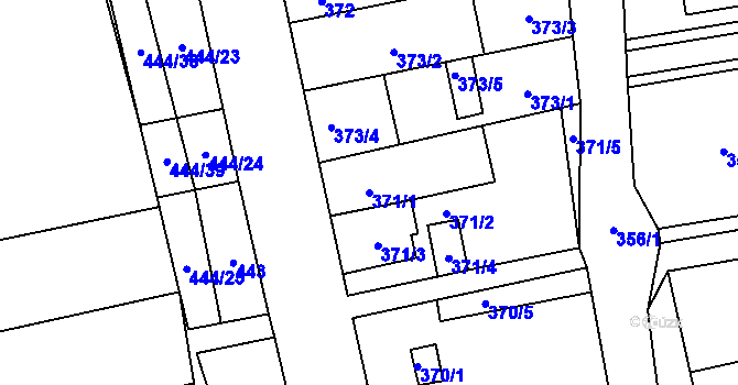Parcela st. 371/1 v KÚ Syrovice, Katastrální mapa