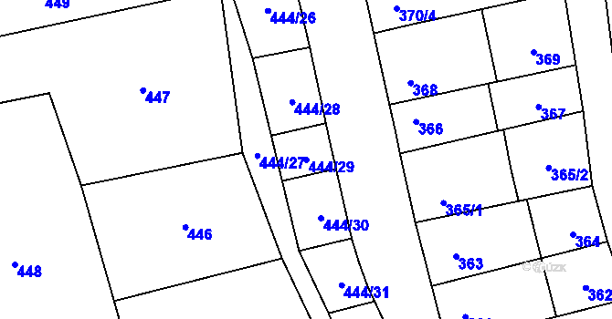 Parcela st. 444/29 v KÚ Syrovice, Katastrální mapa