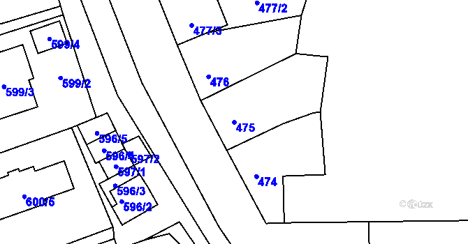 Parcela st. 475 v KÚ Syrovice, Katastrální mapa