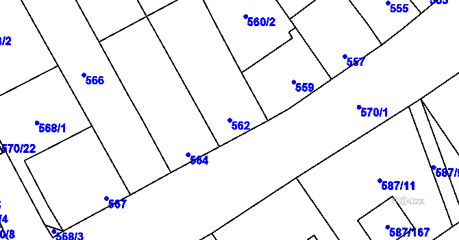 Parcela st. 562 v KÚ Syrovice, Katastrální mapa