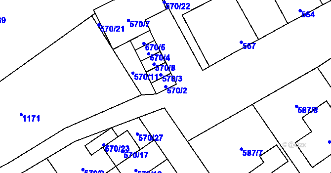 Parcela st. 570/2 v KÚ Syrovice, Katastrální mapa