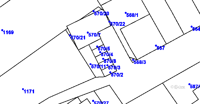 Parcela st. 570/4 v KÚ Syrovice, Katastrální mapa