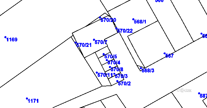 Parcela st. 570/5 v KÚ Syrovice, Katastrální mapa