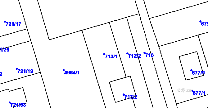 Parcela st. 713/1 v KÚ Syrovice, Katastrální mapa