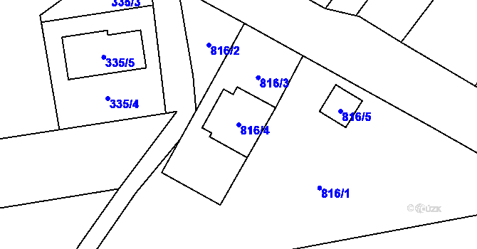 Parcela st. 816/4 v KÚ Syrovice, Katastrální mapa