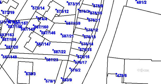 Parcela st. 576/14 v KÚ Syrovice, Katastrální mapa
