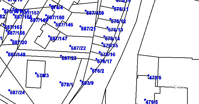 Parcela st. 576/16 v KÚ Syrovice, Katastrální mapa
