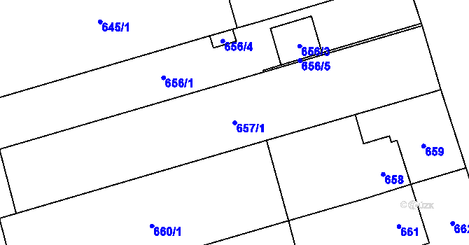 Parcela st. 657/1 v KÚ Syrovice, Katastrální mapa