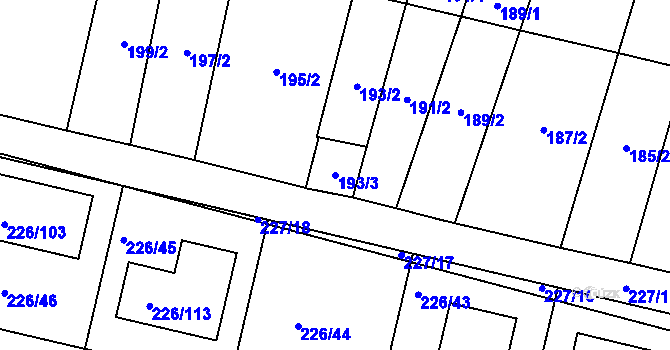 Parcela st. 193/3 v KÚ Syrovice, Katastrální mapa