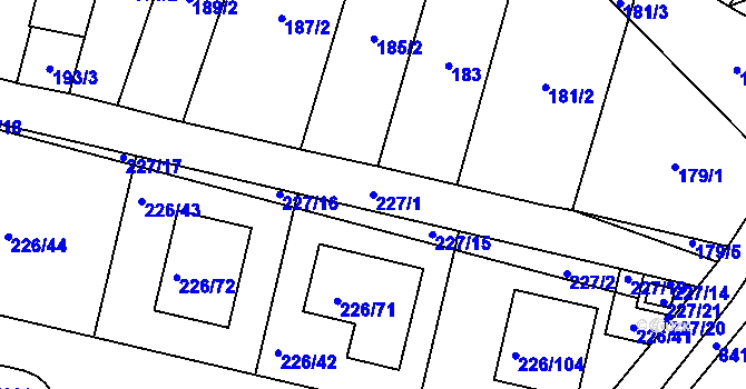 Parcela st. 227/1 v KÚ Syrovice, Katastrální mapa