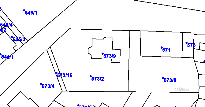 Parcela st. 573/9 v KÚ Syrovice, Katastrální mapa