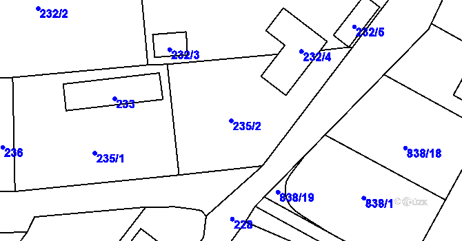 Parcela st. 235/2 v KÚ Syrovice, Katastrální mapa