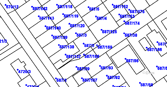 Parcela st. 587/2 v KÚ Syrovice, Katastrální mapa