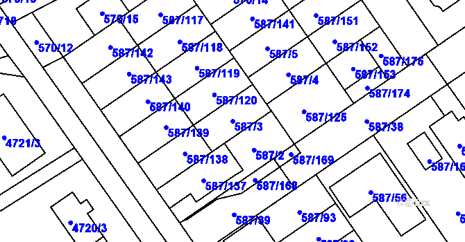 Parcela st. 587/3 v KÚ Syrovice, Katastrální mapa