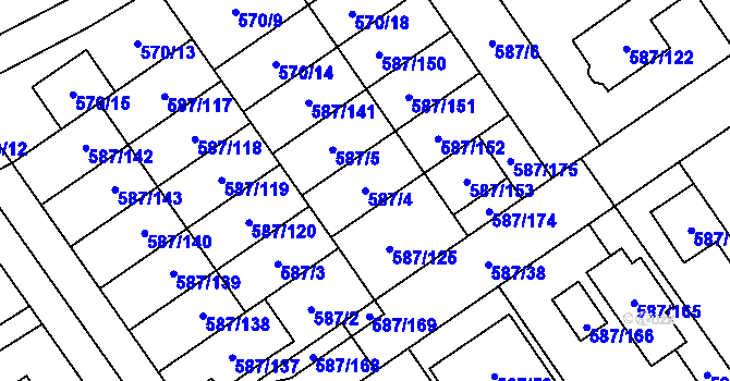 Parcela st. 587/4 v KÚ Syrovice, Katastrální mapa