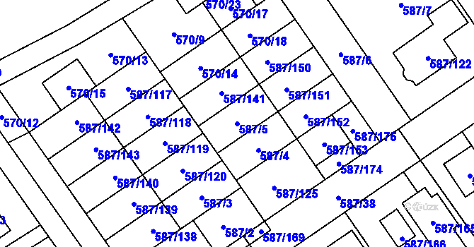 Parcela st. 587/5 v KÚ Syrovice, Katastrální mapa