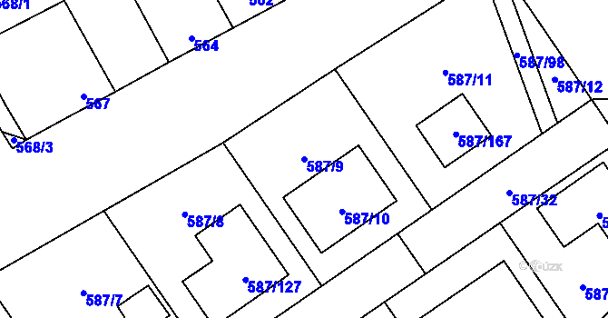 Parcela st. 587/9 v KÚ Syrovice, Katastrální mapa