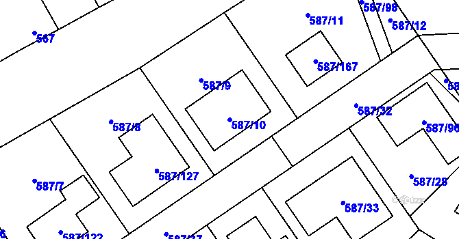 Parcela st. 587/10 v KÚ Syrovice, Katastrální mapa