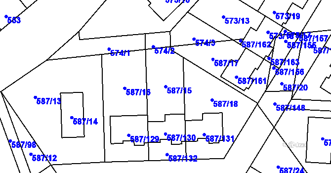 Parcela st. 587/15 v KÚ Syrovice, Katastrální mapa