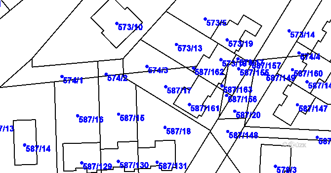 Parcela st. 587/17 v KÚ Syrovice, Katastrální mapa