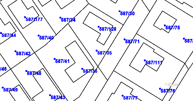 Parcela st. 587/35 v KÚ Syrovice, Katastrální mapa