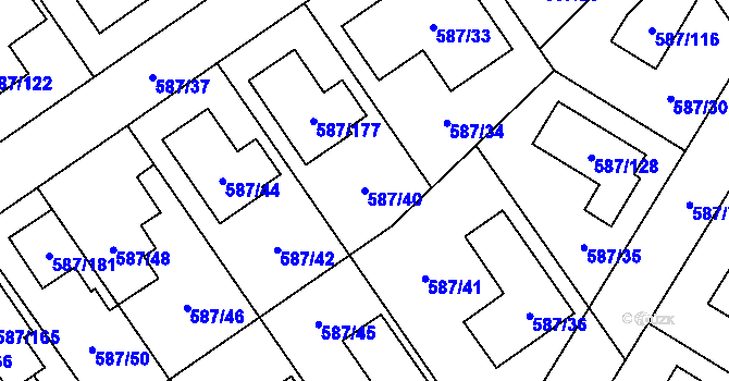 Parcela st. 587/40 v KÚ Syrovice, Katastrální mapa