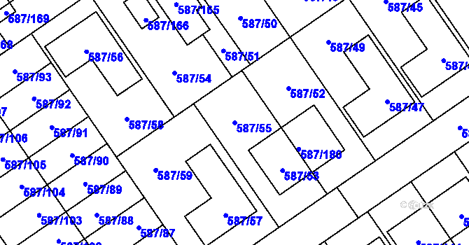 Parcela st. 587/55 v KÚ Syrovice, Katastrální mapa