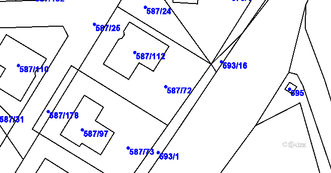 Parcela st. 587/72 v KÚ Syrovice, Katastrální mapa