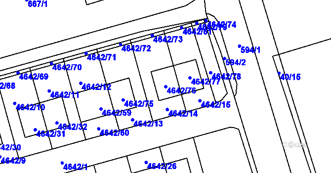 Parcela st. 4642/76 v KÚ Syrovice, Katastrální mapa