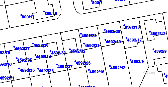Parcela st. 4592/21 v KÚ Syrovice, Katastrální mapa
