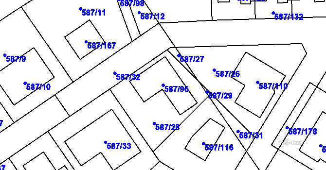 Parcela st. 587/96 v KÚ Syrovice, Katastrální mapa