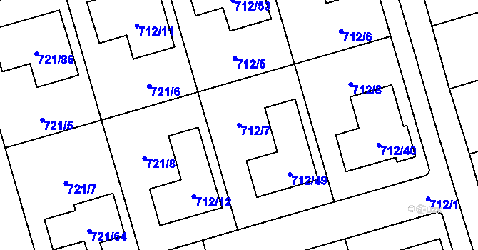 Parcela st. 712/7 v KÚ Syrovice, Katastrální mapa