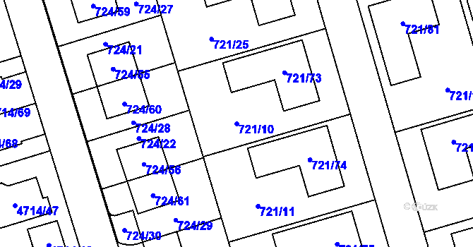 Parcela st. 721/10 v KÚ Syrovice, Katastrální mapa