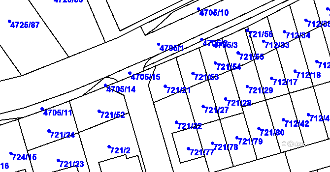 Parcela st. 721/21 v KÚ Syrovice, Katastrální mapa