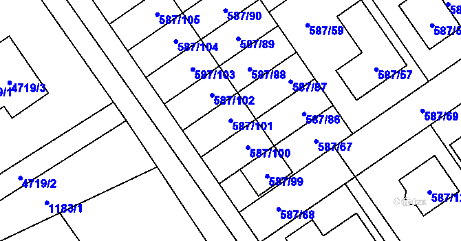 Parcela st. 587/101 v KÚ Syrovice, Katastrální mapa