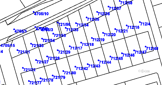 Parcela st. 712/18 v KÚ Syrovice, Katastrální mapa