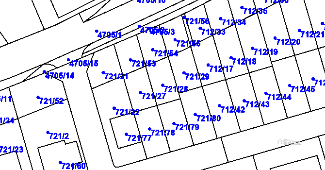 Parcela st. 721/28 v KÚ Syrovice, Katastrální mapa